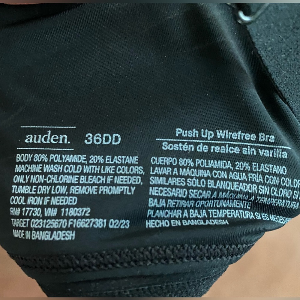 NWT Auden Black Bra - 36DD - Picture 3 of 3